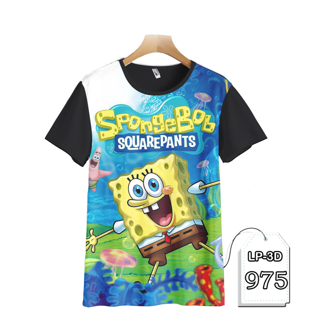 Kaos SpongeBob SquarePants Baju Anak dan Dewasa Kartun TV Series Fashion Kaos Keren dan Trendy LP3D-
