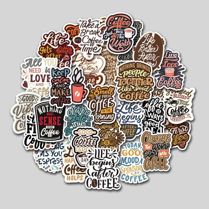

Sale Sticker Pack Coffee Quote | Sticker Tumbler | Stiker Laptop Koper Helm