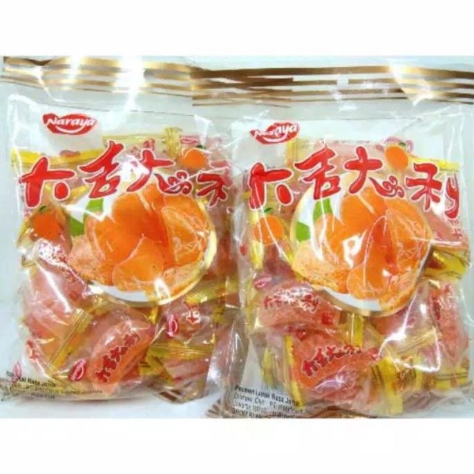 

Lm - NARAYA Jelly Jeruk Mandarin 500 & 200 gr Da Ji Da Li / Jelly Jeruk Naraya / Permen jelly jeruk Imlek