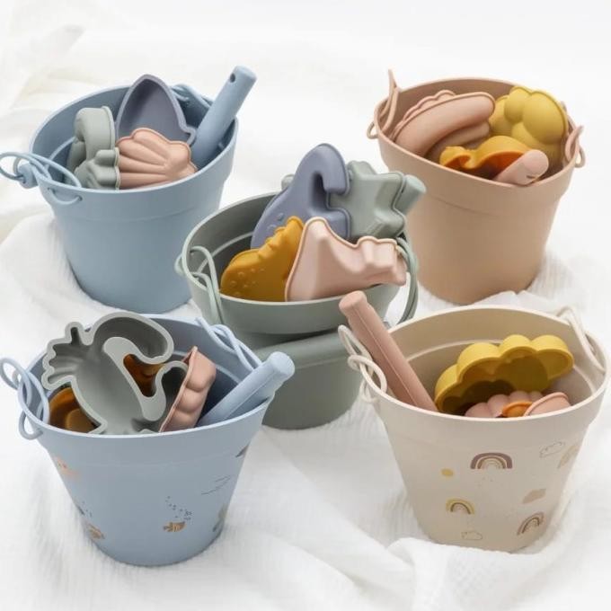 SILICONE BEACH BUCKET mainan pantai anak/ mainan pasir/ silicone safe P67J
