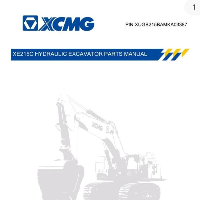 sale parts catalog excavator xcmg xe215c versi pdf