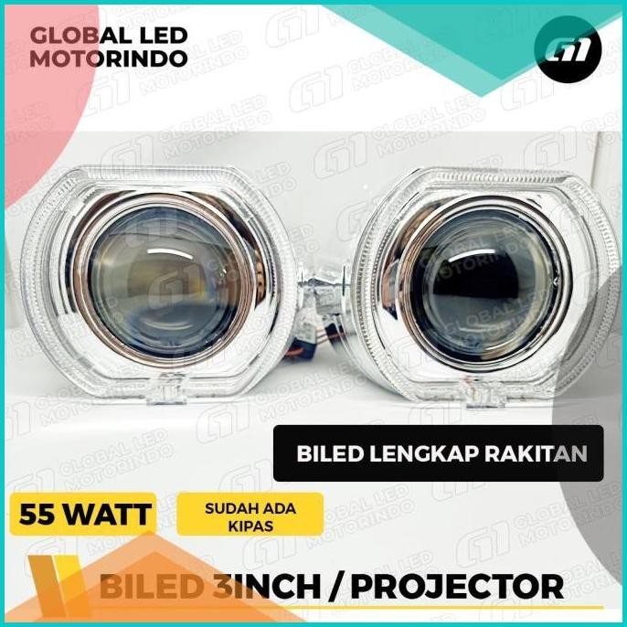 LAMPU LED LASER PROJECTOR PROJIE BILED 3 INCH+KIPAS 55 WATT/SHROUD BMW