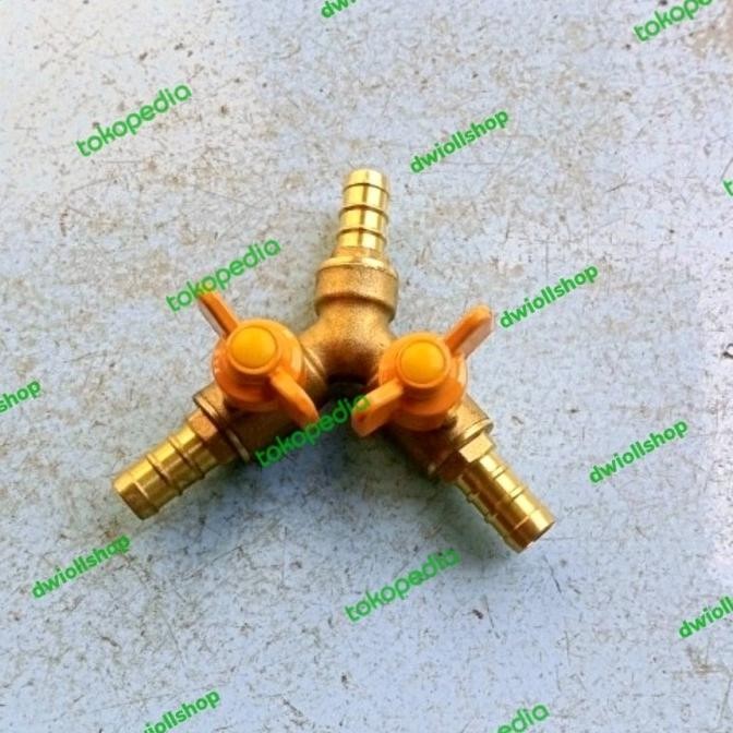 cabang 3 selang gas LPG dengan stop kran