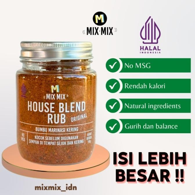 

Mixmix House Blend Rub Bumbu Marinasi Serba Guna Rendah Lemak Spices Cajun Seasoning BBQ Grill 110 GRAM SM88