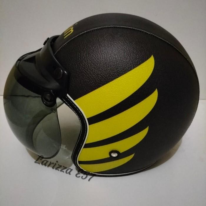 Helm Bogo Retro Dewasa Motif Maxim Hitam