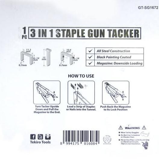 

Tekiro Staples Tembak 6 - 14 Mm Staple Gun Tacker 3 In 1 Steples Jok Original Dan Terpercaya