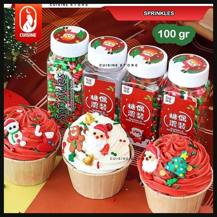 

100 Gr Edible Sprinkle Colourful Trimit Gula Dekorasi Kue Hiasan Cake Bday Cny Imlek Valentine Natal