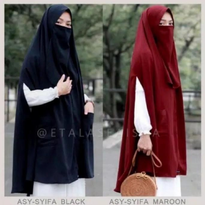 Khimar Syari As Syifa Hijab Instan Bolong Tangan Free Cadar Asyifa P67M