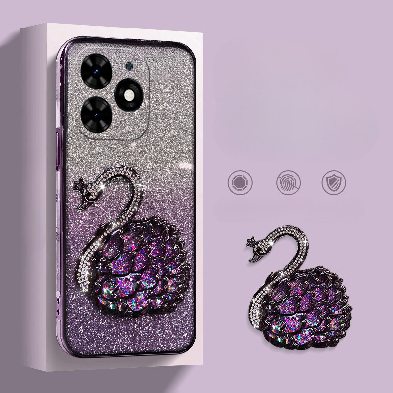 Untuk kasus telepon Infinix Note 40X 40 Pro Rugged Waterproof Gemstone Swan Glitter Diamond Brillian