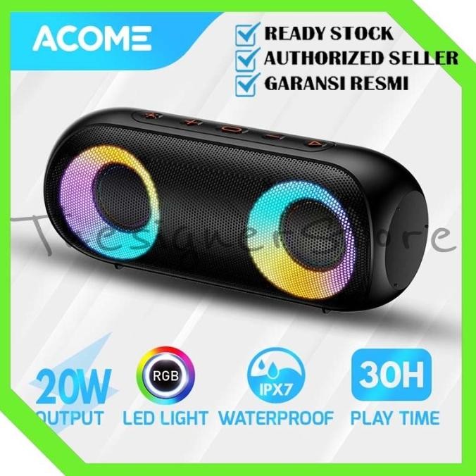 Acome Super Bass Speaker Bluetooth 5.0 20W Ipx7 Rgb Rave Party A20 Terlaris