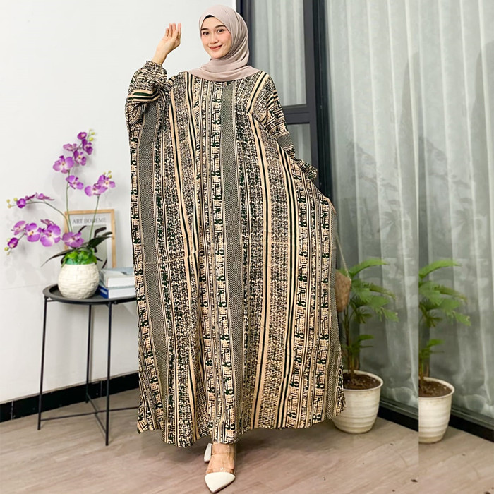 Kaftan Kaftan Modern Gamis Kaftan Cap Motif Soft Jumbo - Army elegan kekinian