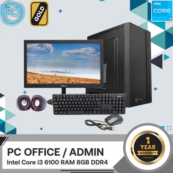 

PROMO PC OFFICE ADMIN I3 6100 8GB DDR4 SIAP PAKAI INCLUDE MONITOR