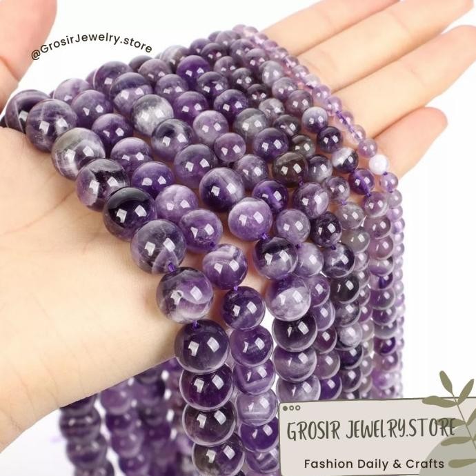 

Grosir - Manik Batu Alam Amethyst Round Beads Stone