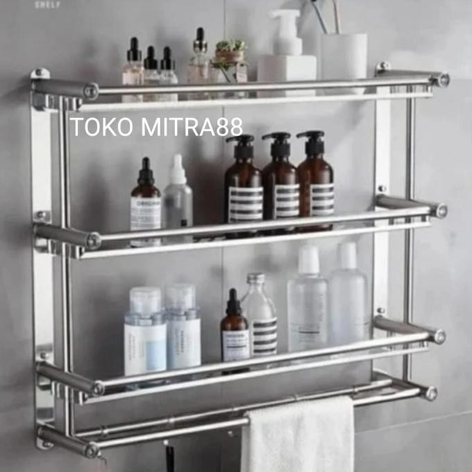 

PROMO RAK SABUN KAMAR MANDI 3 SUSUN RAK SHAMPO STAINLESS