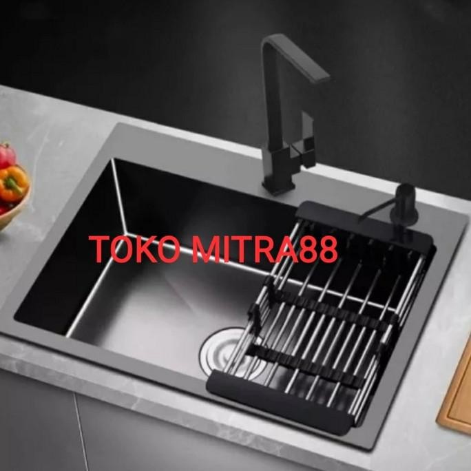 

PROMO KITCHEN SINK 5243 BLACK KOMPLIT SET KRAN PANAS DINGIN KOTAK L