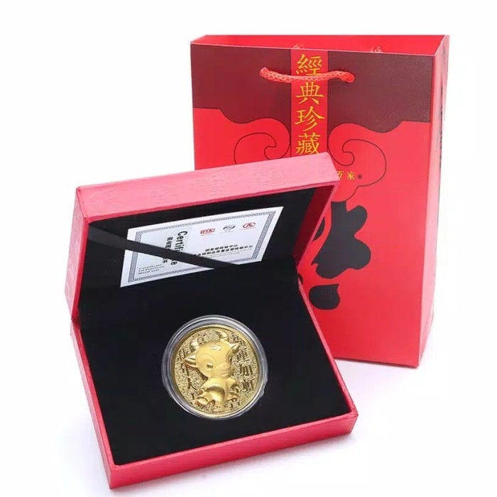 

CNY Hadiah / Souvenir imlek / Kado Imlek Angpao Koin Emas kotak Bag Limited