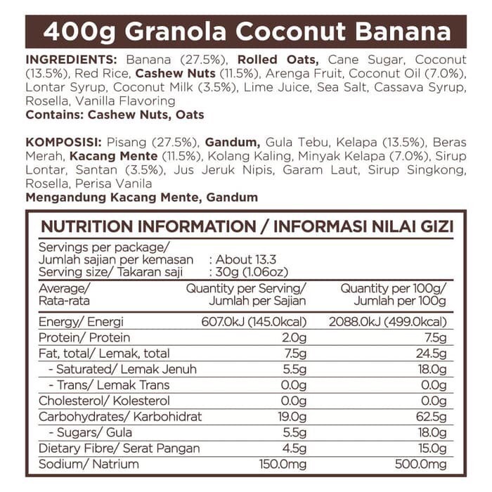 

Eat Bali Cahew Granola Coconut Banana 400Gr