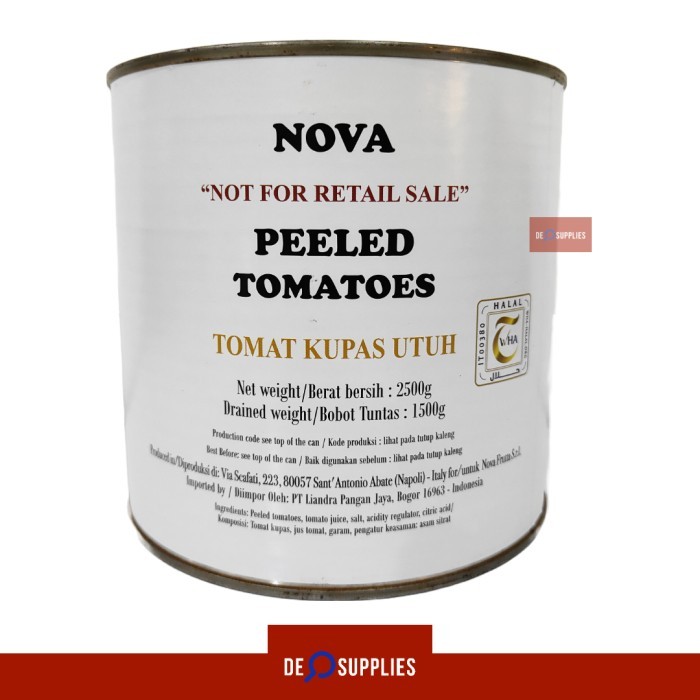 

Nova Peeled Tomatoe 2.5G Tomat Upa Utuh Peel Tomato 2Gr Italy