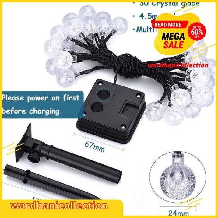 LAMPU HIAS CRYSTAL BALL 30 LED DEKORASI OUTDOOR SOLAR TANPA LISTRIK BEST SELLER 