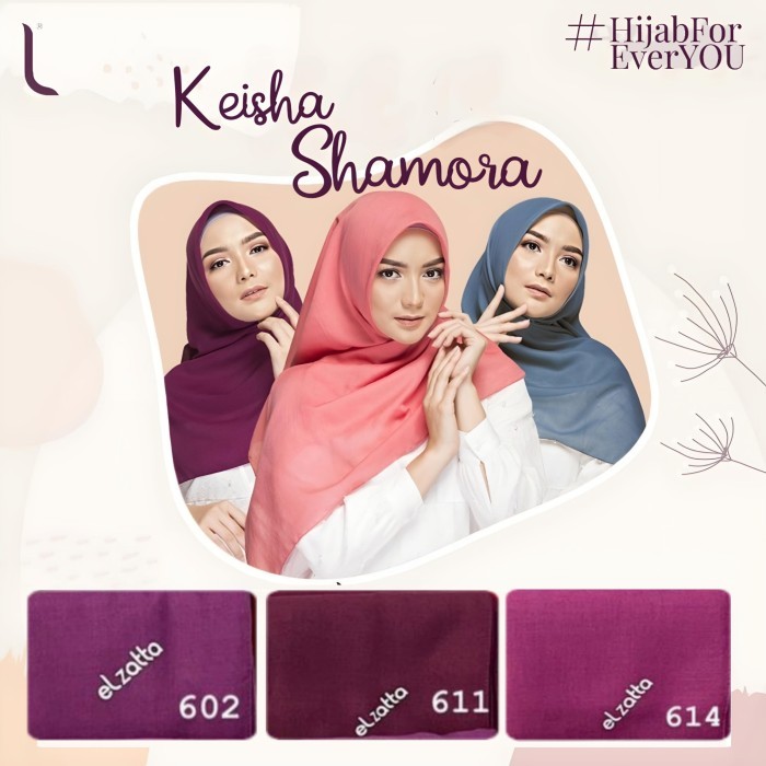 BAYAR DIRUMAH Elzatta Hijab - Kerudung Segi Empat Keisha Shamora Jilbab Polos Seri 2 - 614 Ungu 4K2B