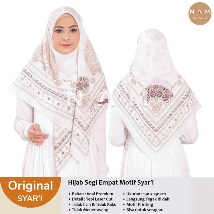 BISA KIRIM LANGSUNG  Kerudung Syari Motif Bunga Jilbab Segi 4 Jumbo Hijab Segi Empat Besar - SYARI 2