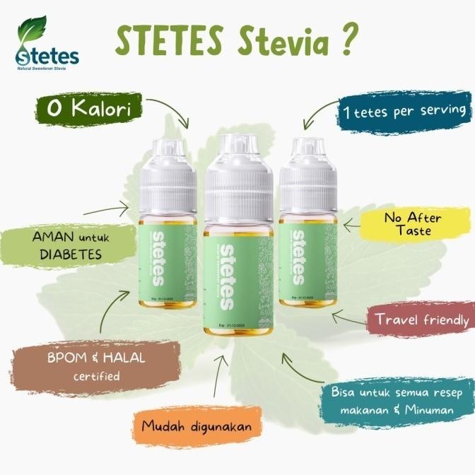 

Gula Stevia 30 ml STETES STEVIA Gula Diabetes Nol Kalori Halal BPOM
