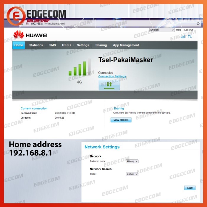 Modem USB HUAWEI E3372 4G LTE 150Mbps