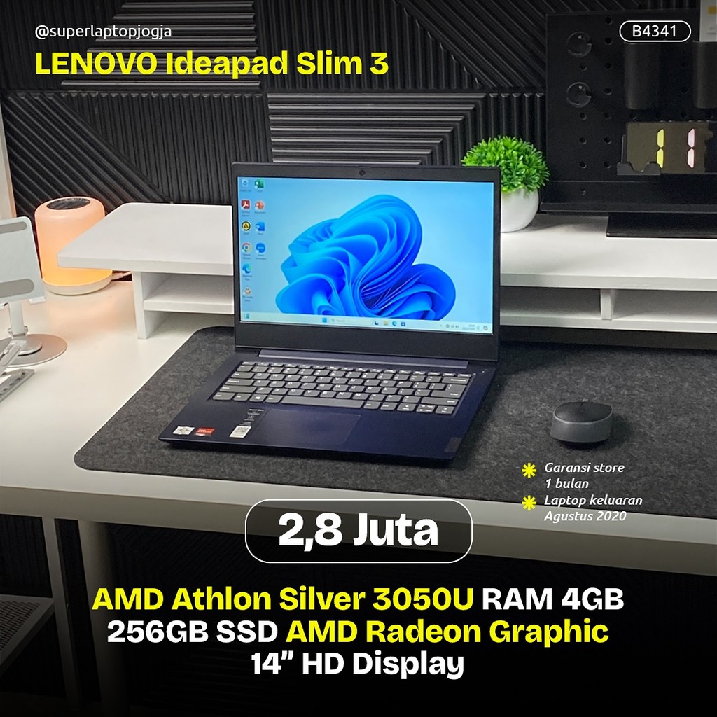 Lenovo Ideapad Slim 3 amd athlon silver 3050u ram 4gb ssd 256gb