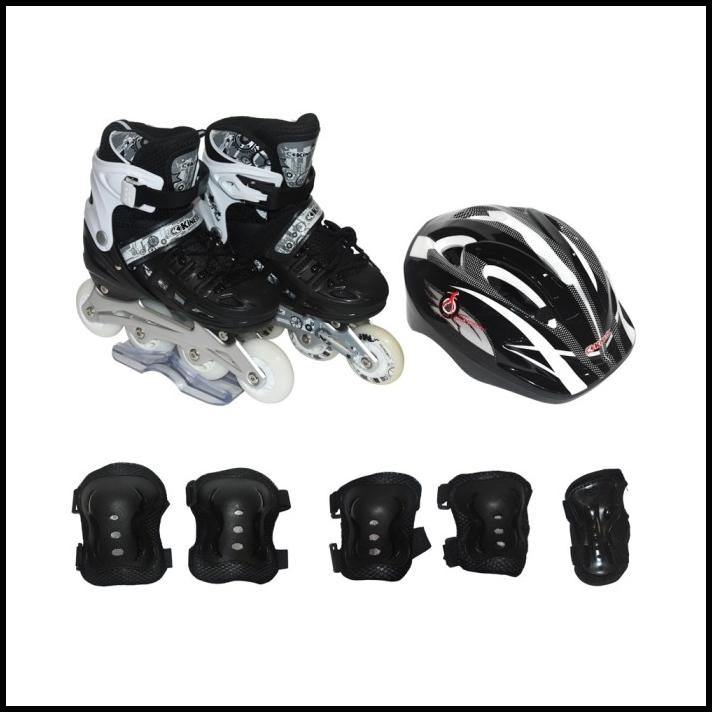 Kinetic Set Sepatu Inline Skate Inline Skates Roller Shoes Perlengkapan Olahraga - Hitam/Abu-abu, S