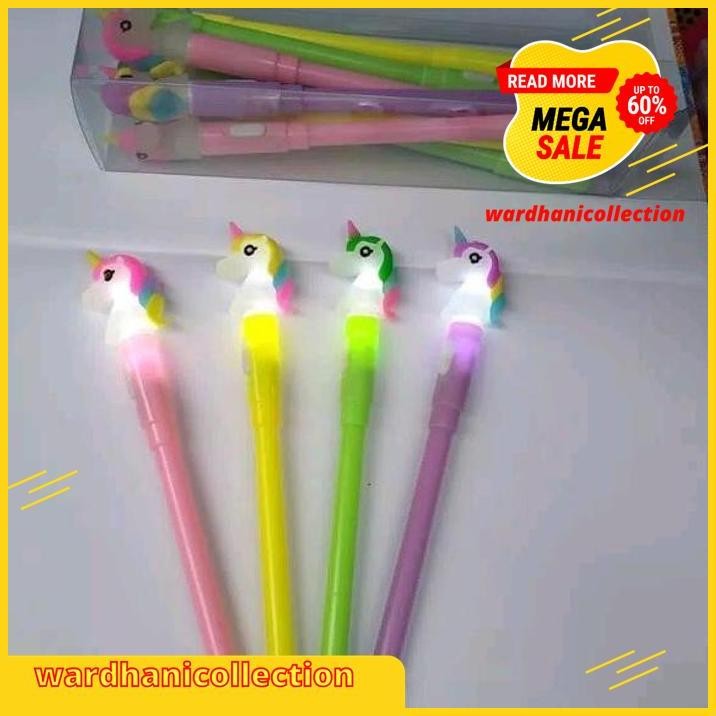 

PULPEN LAMPU UNICORN NYALA / GEL PEN KTER KUDA PONY PENA UNIK FREE ONGKIR !