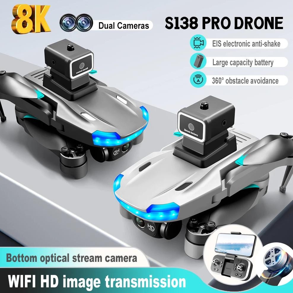 s138 gps drone 8k professional dual camera 5g wifi obstacle avoidance folding quadcopter aerial phot