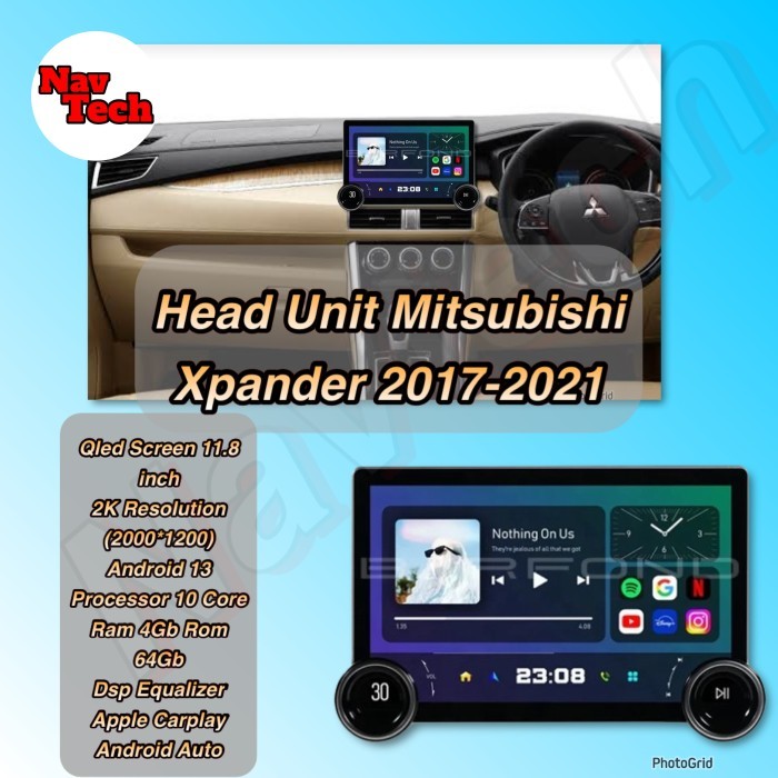 Head unit android 11.8 inch Mitsubishi Xpander Qled Screen 2K