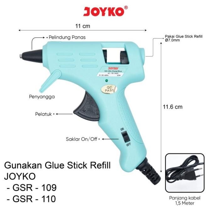 

Promo JOYKO GLUE GUN GG854 COLOR PASTEL - LEM TEMBAK 20 Watt SERBA GUNA COD