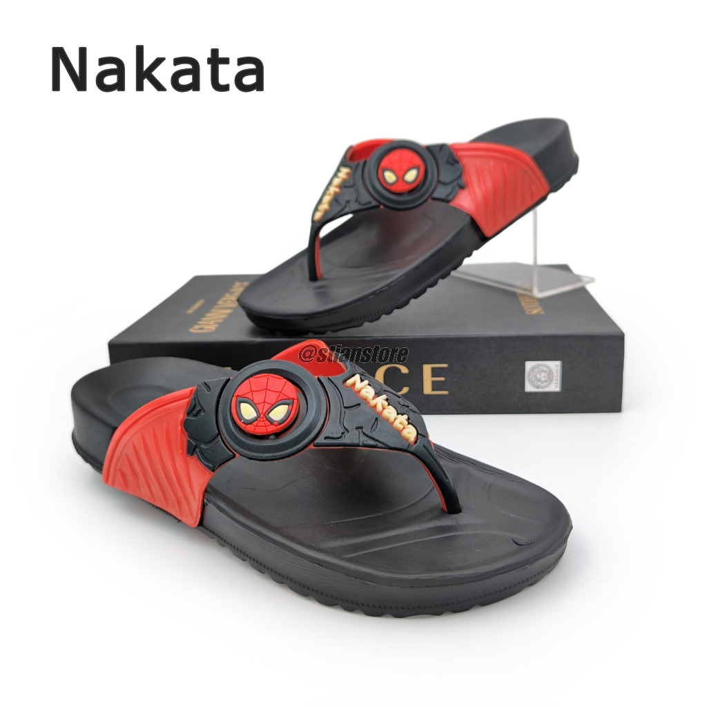 Fashion Anak Nakata Sandal Jepit Anak Laki-Laki Karakter Spiderman Kapten Amerika Sendal Karet Anak