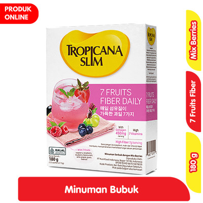 

Tropicana Slim 7 Fruits Fiber Daily Minuman Serbuk Mix Berries Box 180 g