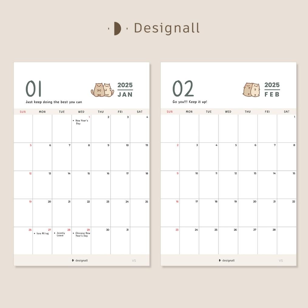 

TRY Designall Kalender Dinding / Kalender Duduk Aesthetic Kucing 2025 A3+ Spiral VS