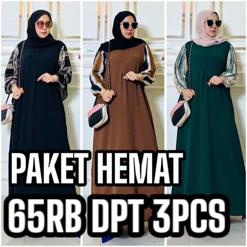 

Aisyah Dress Gamis Cringkle Airflow Kombinasi Ld120 pb 130 Busui