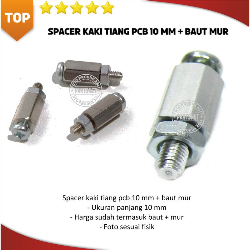 Spacer kaki tiang pcb 10 mm + baut mur