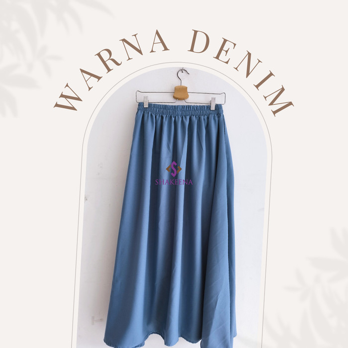 Rok panjang wanita muslimah Polos Rok kerja ootd remaja - Denim TERLARIS