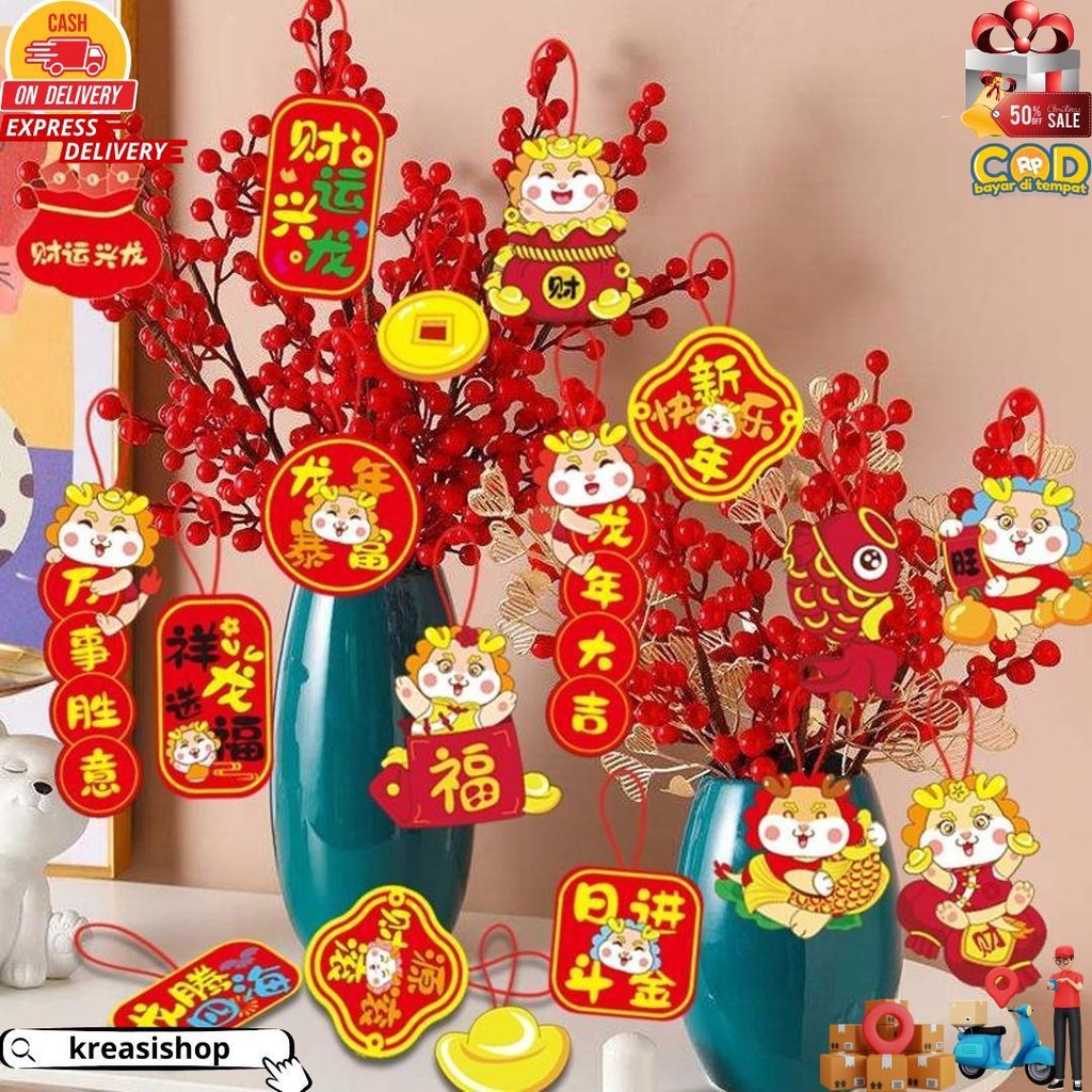 

Dt.Shop.Medan 1Lembar Hangtag Fu Set /Gantungan Hiasan Bunga / Gantungan Hoki Paper Tag Imlek Murah D Best Seller