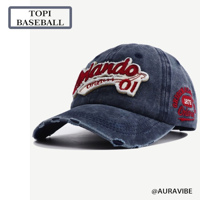 BISA KIRIM LANGSUNG  Topi Baseball Pria/Wanita Bordir Orlando Topi Pria Cap Hat Topi Pria  - NAVY BL