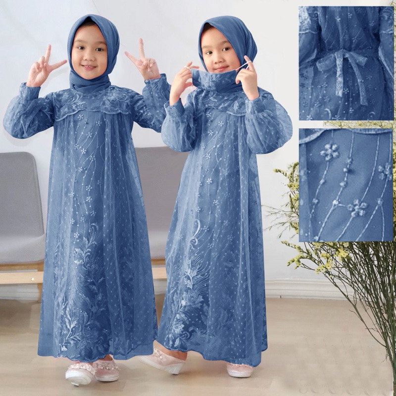 Gamis Anak Lebaran 2025 Perempuan 9 10 Tahun 5 6 Games Syari Idul Fitri Muslimah Dres Kids Ghames Br