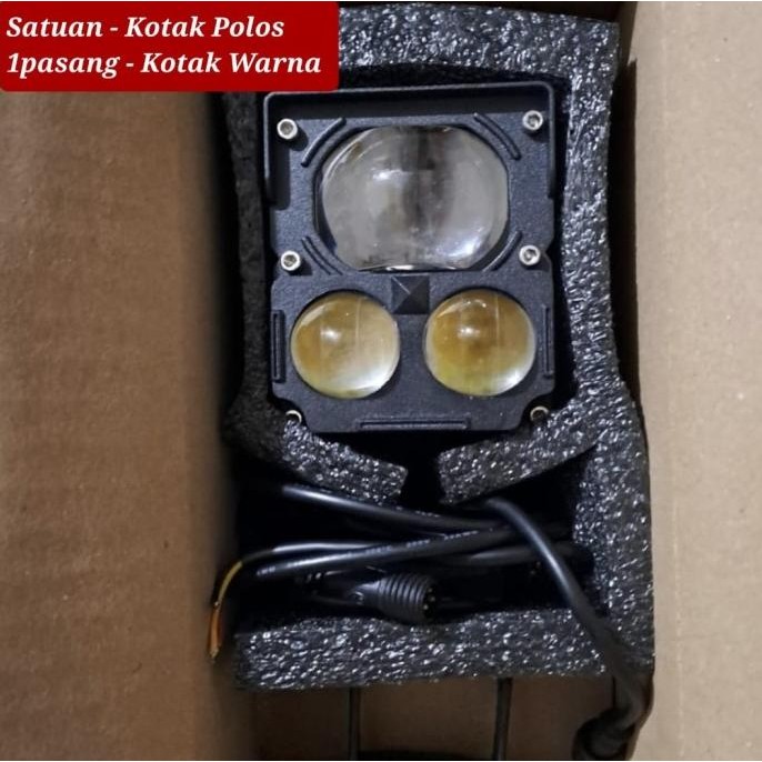 ORI - LAMPU TEMBAK SOROT LASER GUN LED D2 M60 3 MATA MOTOR MOBIL 2 X 30WATT