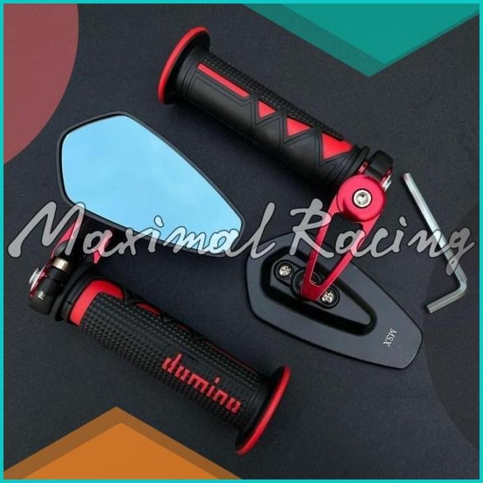 TERBARU Paket 2item Spion Jalu Oval Kaca Biru CNC PLUS Handgrip New Do