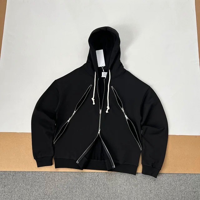 Maison Margiela MM6 Three-Zipper Hoodie - Black