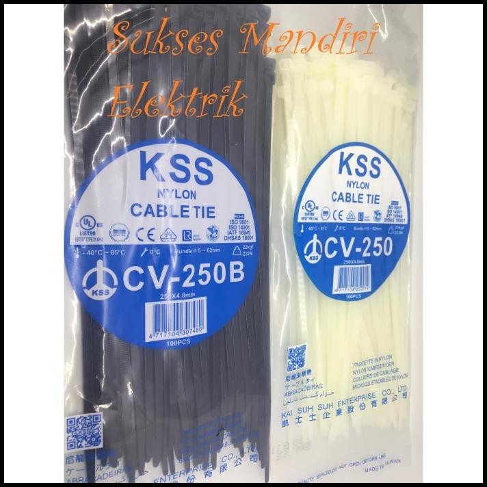 

DISKON CABLE TIES KSS CV250 X 4.8 /KABEL TIES KSS CV 250X4.8HITAM / PUTIH !!!!!