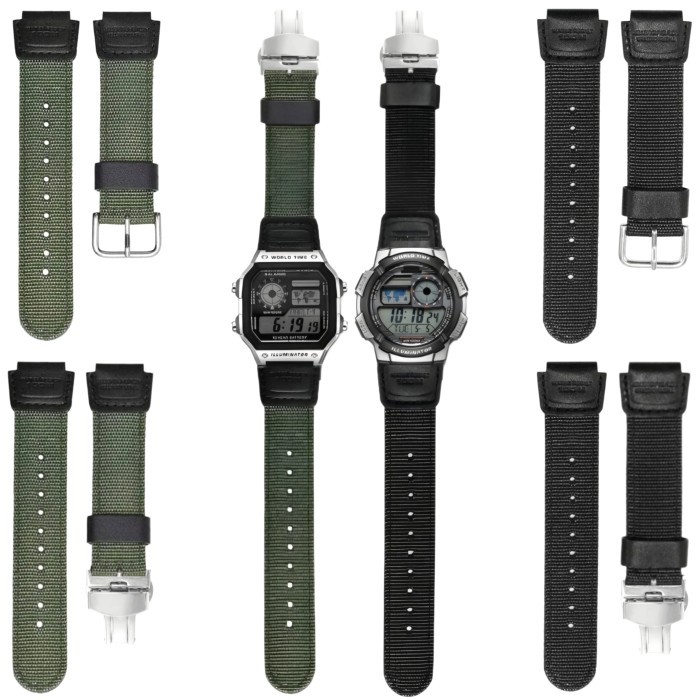 Diskon Strap Nylon Tali Jam Kanvas Casio Ae-1000 Ae-1200 Ae-1300 W-735H Army