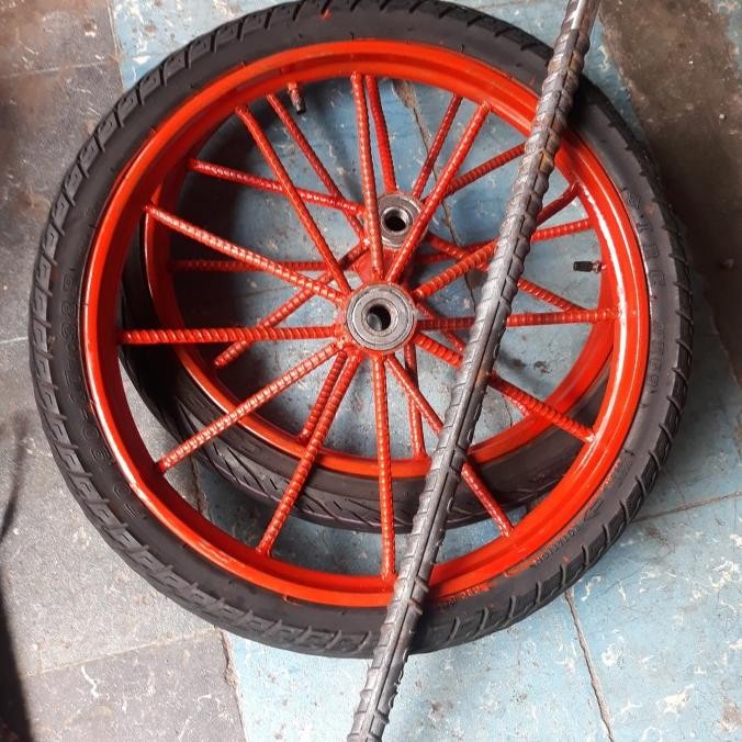 RODA GEROBAK 17INCH 1SETT RUJI BESI 6 KECIL RODA KASTOR BAN GEROBAK ORIGINAL DAN TERPERCAYA