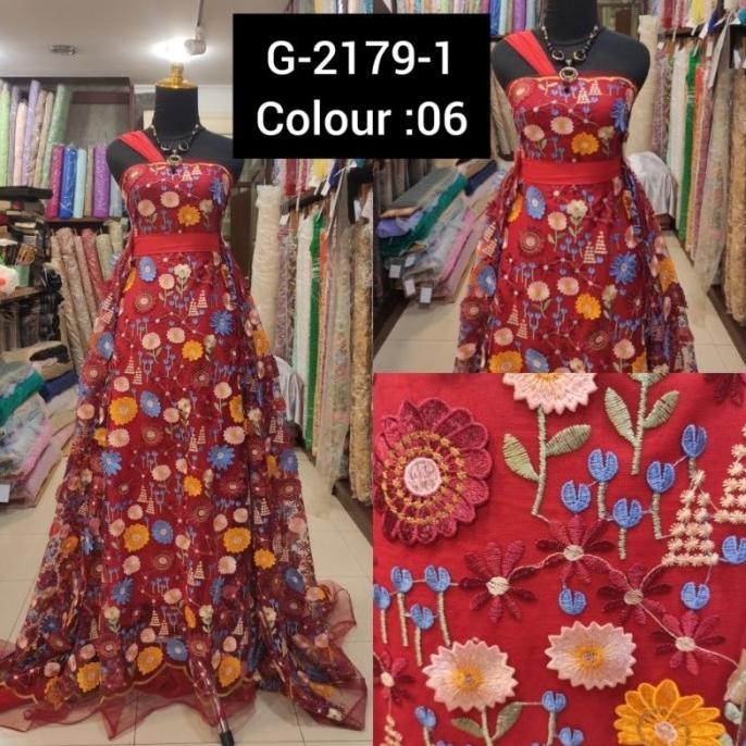 Silahkan Order] Kain Tile Brokat 3D Timbul Valentino Premium Maron