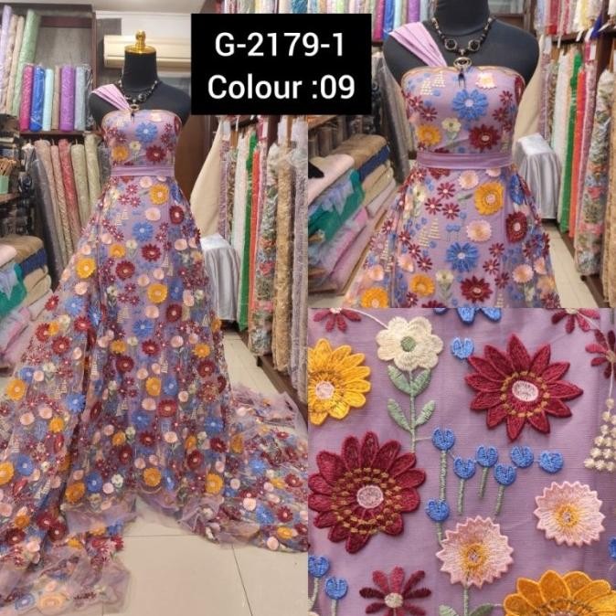 >*>*>*>*] Kain Tile Brokat 3D Timbul Valentino Premium Dusty Purple